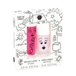 Nailmatic KIDS FAIRYTALES Rollette Nail Polish Duo Set Nagų Lako Ir Lūpų Blizgio Rinkinys, 1vnt
